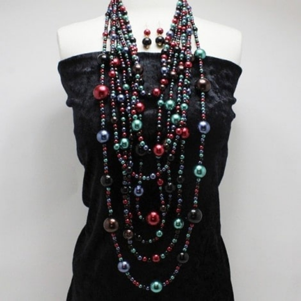 Long Pearl Layered Necklace